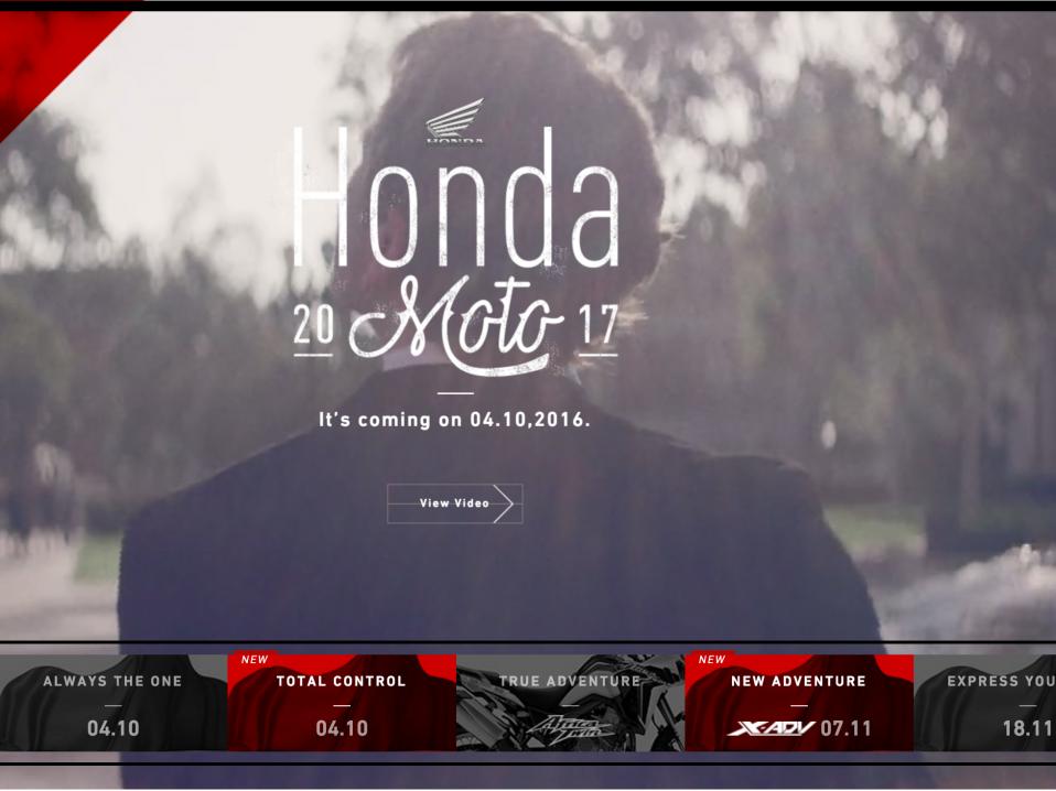 Hondan uuden sivuston kotisivu.