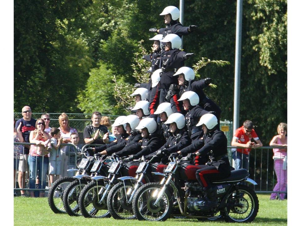Royal Signals Motorcycle Display Team eli White Helmets.
