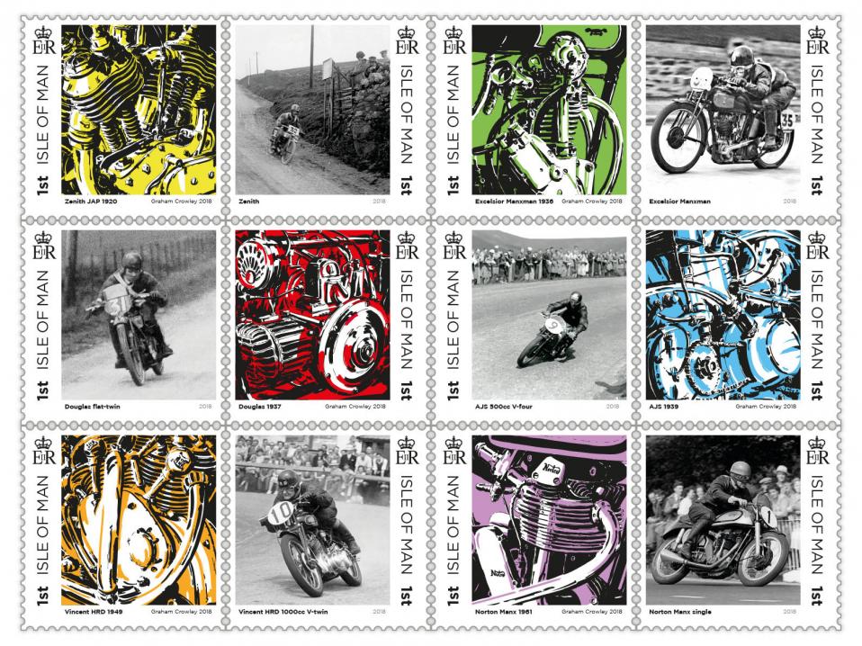 Mansaaren postitoimiston 'Great British Motorcycles' -arkki.