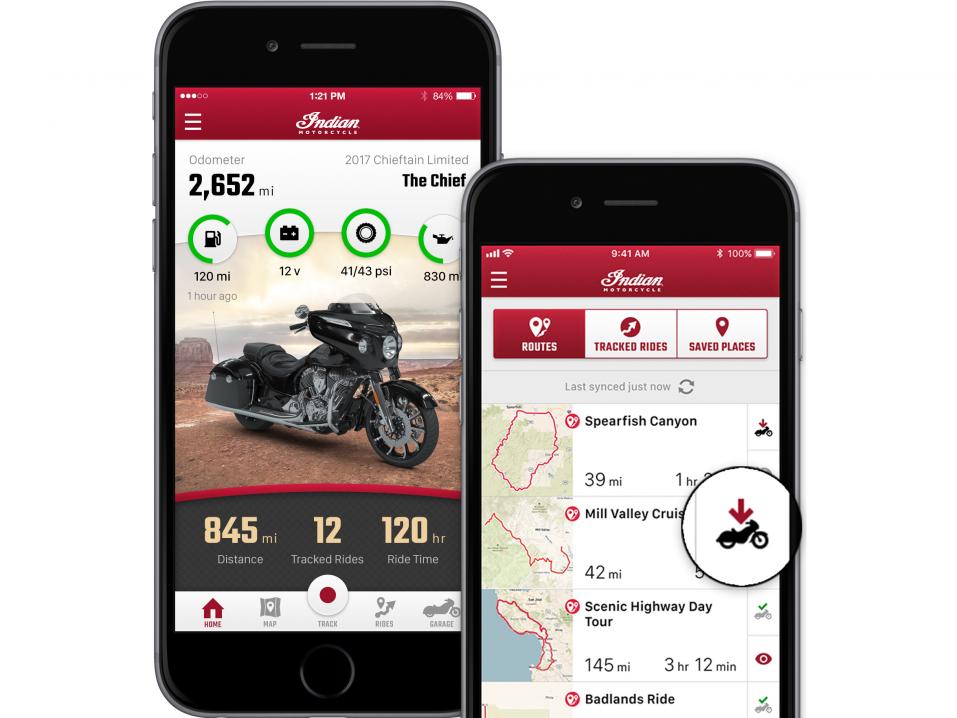 Indianin uusi Ride Command -appi mahdollistaa suunnitellun karttareitin siirron pyörän infotainment-järjestelmään.