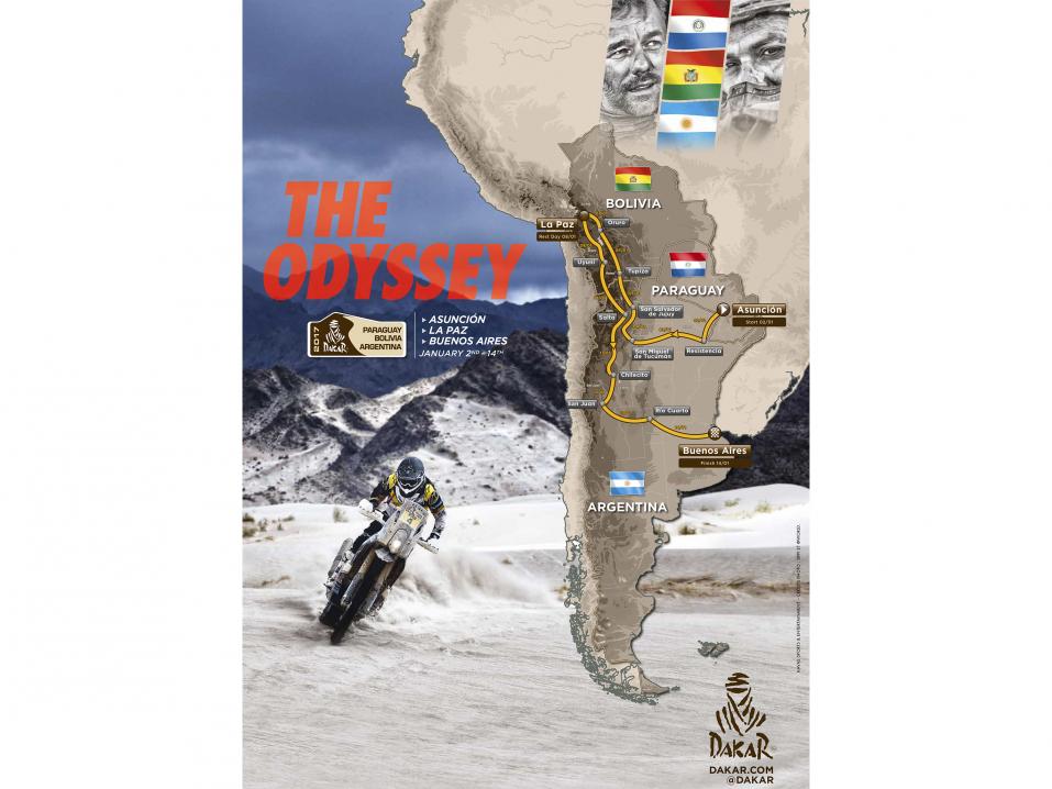 Vuoden 2017 Dakar-rallin reitti.