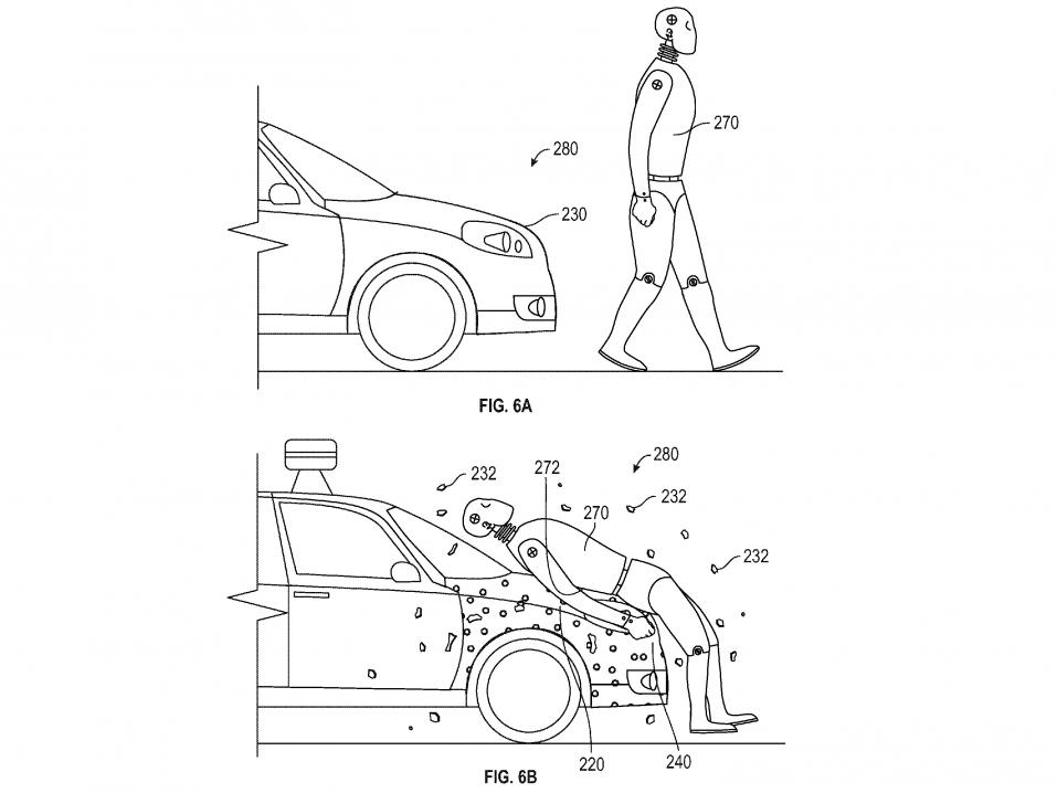 Googlen patentti törmääjän liimaavasta konepellistä.