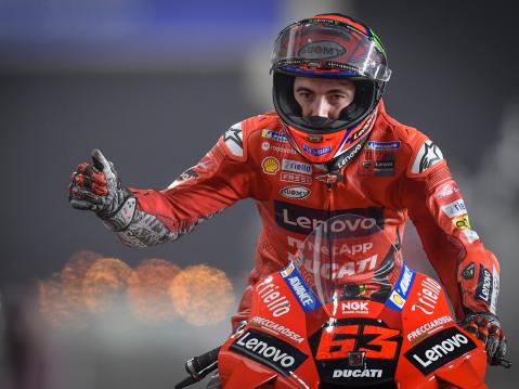 Ducatin tehdastallin Francesco Bagnaia oli kolmanneksi nopein.