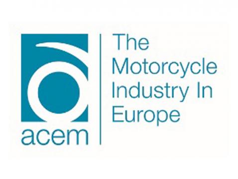 Eurooppalaisten moottoripyörävalmistajien liiton ACEM:in logo.