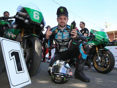 PACEMAKER, BELFAST, 6/6/2018: Michael Dunlop (Paton) celebrates winning his third TT of the week in the Lightweight race. PICTURE BY STEPHEN DAVISON