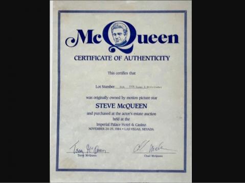 McQueenin perikunnan antama aitoustodistus Excelsior Super X:lle.
