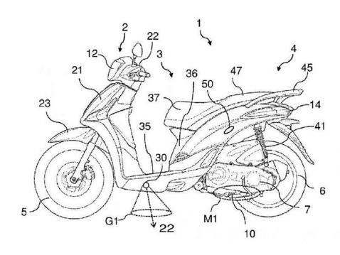Piaggion astinvalopatentti skootteriin.