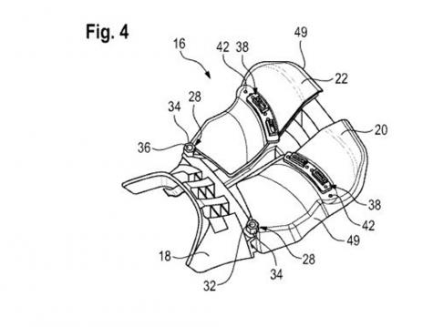 Patenttipiirros. BMW:n leveydeltään säädettävä istuin.