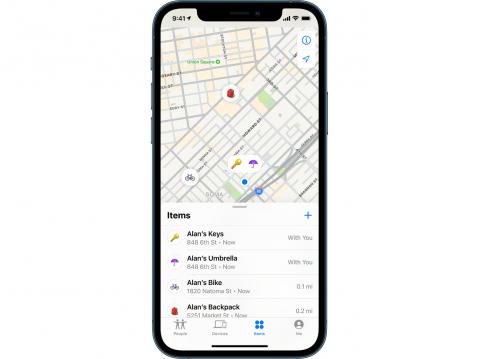 Applen Buletooth-paikantimien avulla tavaroidesi sijainti on tiedossa.