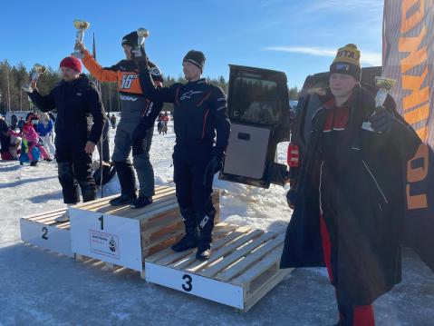 A250-luokan ensimmäisen osakilpailun parhaat: Vertti Takala (vas.), Mika Kallio, Ossi Ojala ja Ossi Rantala.