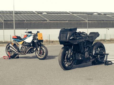 Workhorse Speed Shopin Brice Hennebertin rakentama FTR Black Swan ja sisar-custom FTR AMA.