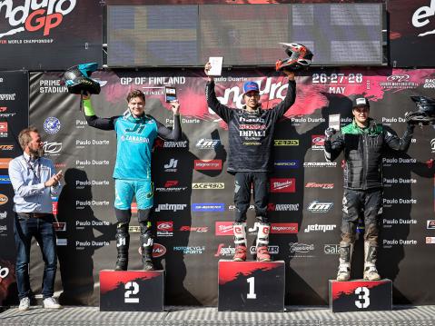 Salonen podiumilla lauantaina.