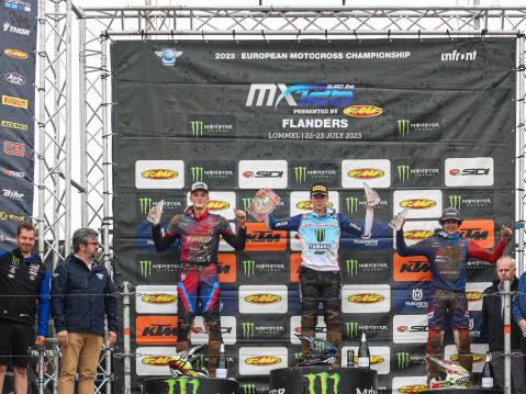 EMX125 kuljettajat vasemmalta: Kasimir Hindersson, Janis Reisulis, Mathis Valin.