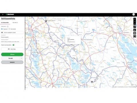 Bikenavi: Reitti rakennettu teiden päällysteen mukaan