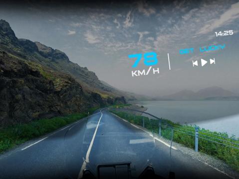 Esimerkki Eyelightsin heijastusnäytön kuvan sisällöstä. Kuva Eyelights.