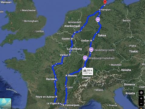 Raakaversio ajetusta reitistä.