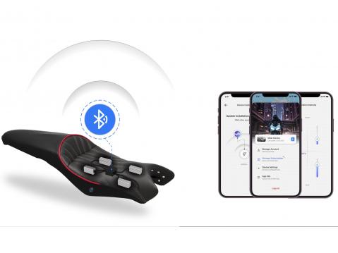 ViberAlertin toimintaa ohjataan matkapuhelinsovelluksen avulla. Istuimessa on ohjausyksikön ja värinäelemettien lisäksi painike (kuvassa keskellä alhaalla), jolla voi jakaa laitteen muita käyttajiä varoittavia tietoja.