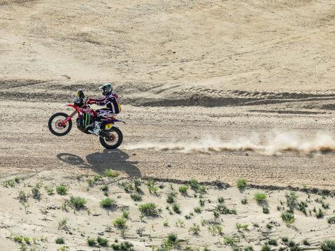 Ricky Brabec, Honda, sijoittui kokonaiskisan kakkoseksi. Kuva A.S.O./F.Gooden/DPPI.