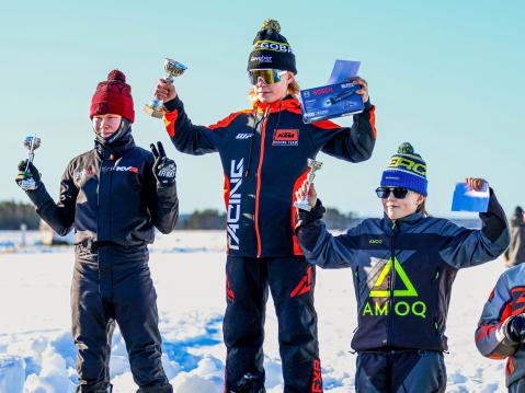 Junior-luokan podium: Kalle-Albert Vesaluoma, Aaron Koivula ja Tuomas Ihalainen. Kuva: Kiia Salminen