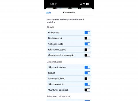 Voit valita, mitä merkkejä tai palveluja näet näytöllä.