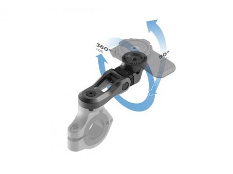 Quad Lockin Handlebar Mount Pro Adjustable -ohjaustangokiinnikkeen kallistus- ja kiertokulmat.