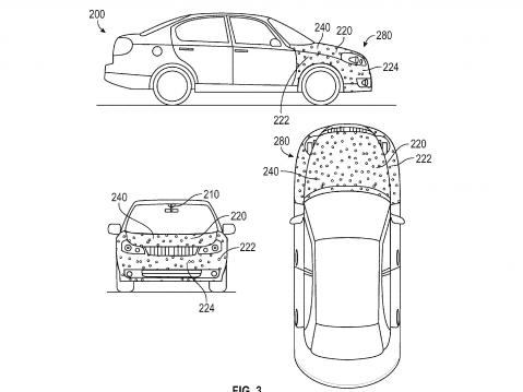 Googlen patentti törmääjän liimaavasta konepellistä.