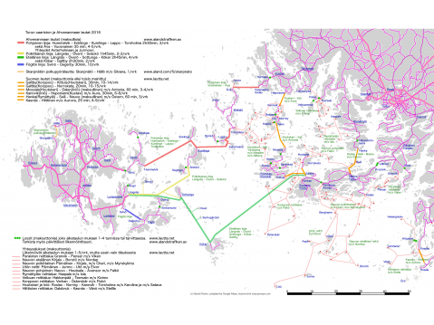 Kyösti Rannon tekemä Saaristolautat-kartta.