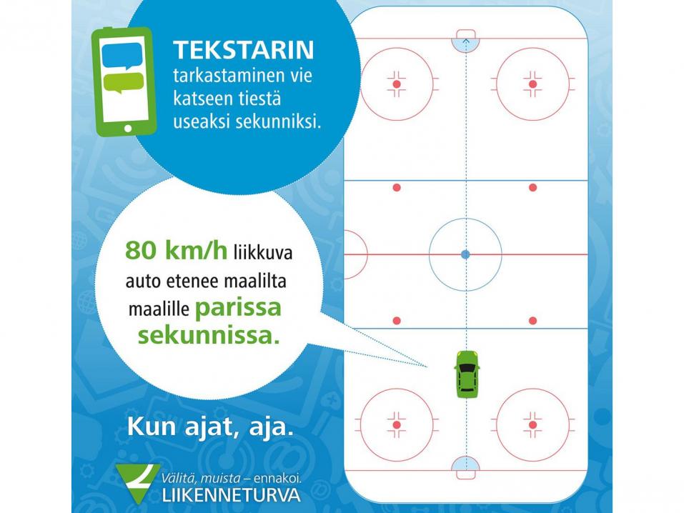 Kun ajat - aja. Auto etenee parissa sekunnissa melkoisen matkan jo 80 km/h nopeudella.