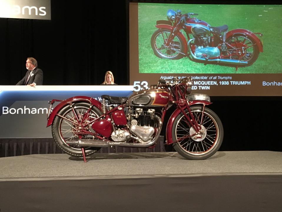 Steve McQueenin 1938 Triumph 5T Speed Twinistä maksettiin maailmanennätyshinta 154 680 €.