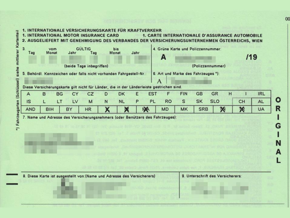 Green Card voi jatkosssa olla valkoinen, ja sen saa omasta vakuutusyhtiöstä. Kortti on silti tulostettava mukaan, sähköinen versio ei vielä kelpaa. Kuva: Wikimedia Commons.