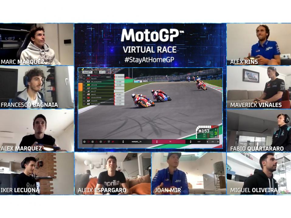 1. virtuaalisen MotoGP-osakilpailun kisaajat. Ensi sunnuntain kisaan on luvassa uusiakin osanottajia.