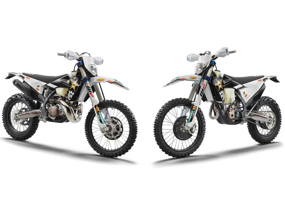 Vuosimallin 2022 Husqvarna TE-300i ja FE-350 Rockstar Editionit.