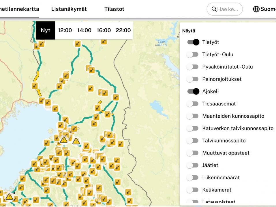 Finntrafficin ylläpitämä Liikennetilannekartta palvelee tielläliikkujaa monin tavoin. Se on reaaliaikaiinen ja lisäksi räätälöitävissä käyttäjän tarpeiden mukaan.