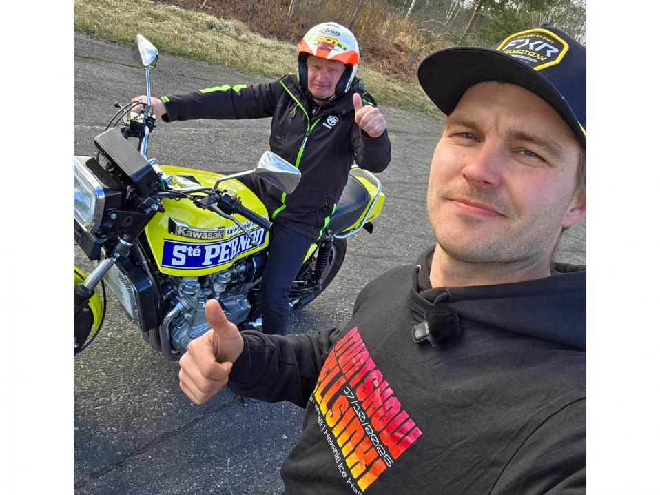 Tuleva, Suomen näyttävin stuntshow, sai arvoisensa suojelijan, Arto Nyqvistin. Kuvassa Arto Nyqvist ja Sebastian Westberg.