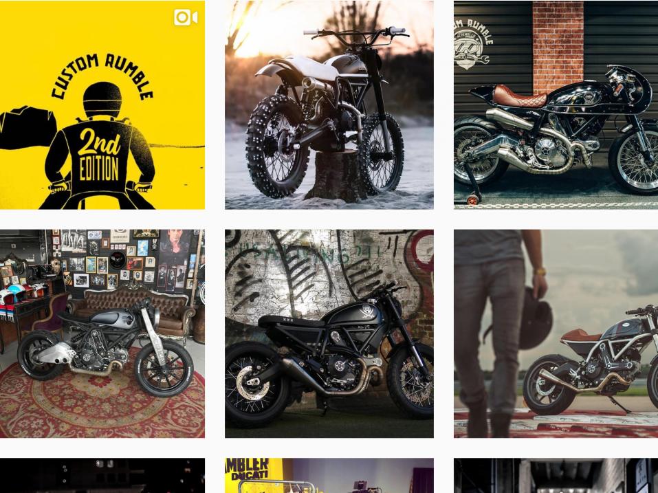 Ducati Scrambler Custom Rumble. Kuva kisan Instagram-sivulta.