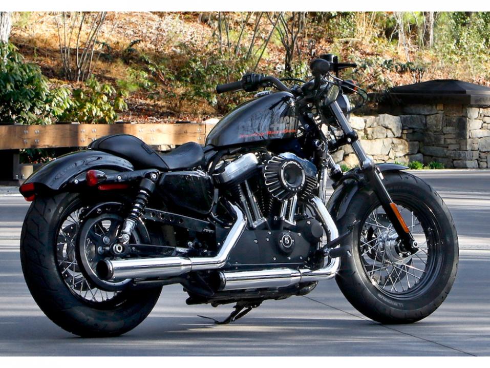 <p>Rinehart Racingin Moto Series Inverted Air Cleaner -ilmansuodin asennettuna Harley-Davidsonin.</p>