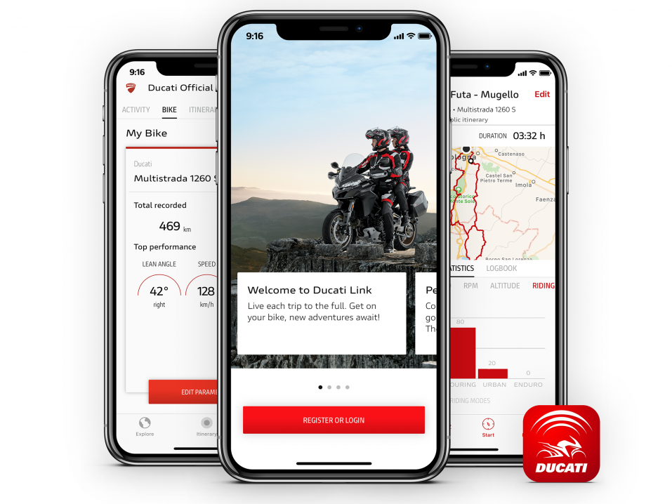 Ducati Link -appi on kaikkien motoristien ladattavissa iOS- tai Android-sovelluskaupasta. Mutta se vuoropuhelee vakavammin vasta Ducati 1260 Multistradan kanssa.