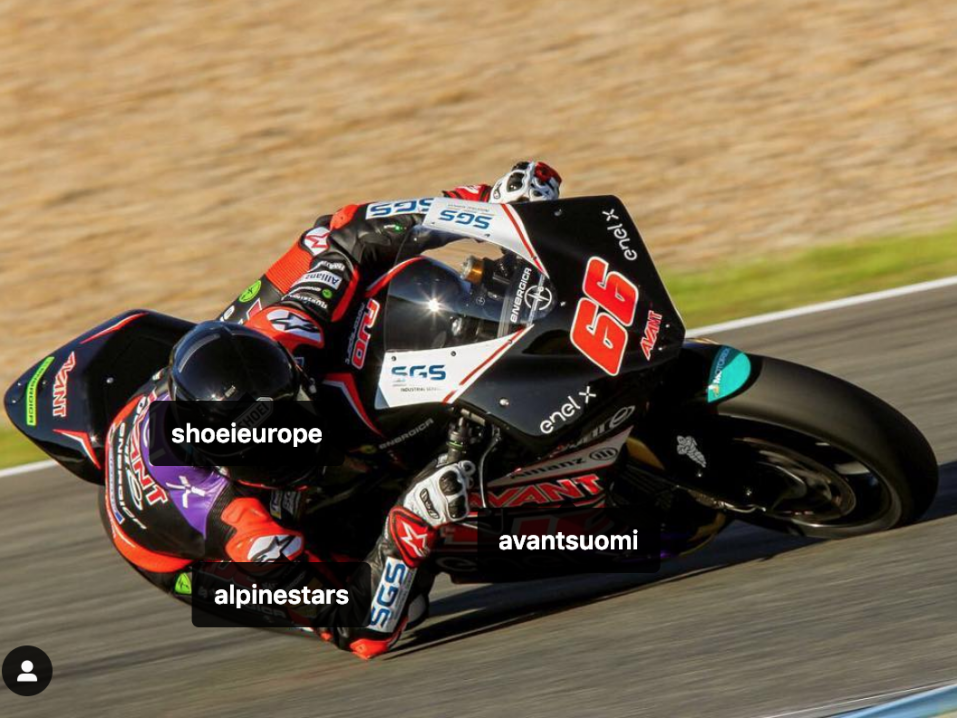 Niki Tuuli MotoE-luokan pyöränsä selässä. Kuva Niki Tuulen Instagram-postauksesta Jerezistä.