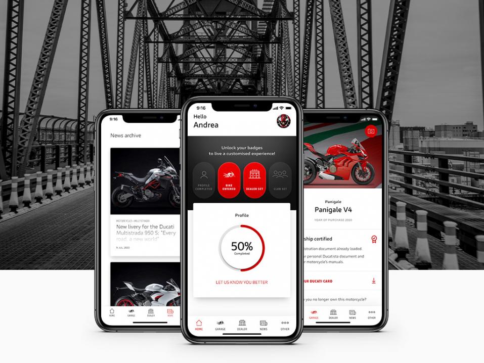 MyDucati App. Sovellus on saatavilla sekä iOS- että Android-ympäristöihinn. Kuva: Ducati.