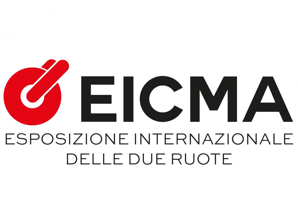EICMA-messujen uusi nimi ja logo. Motoristin on helppo nähdä tunnuksessa etuteleskooppi ja eturengas.
