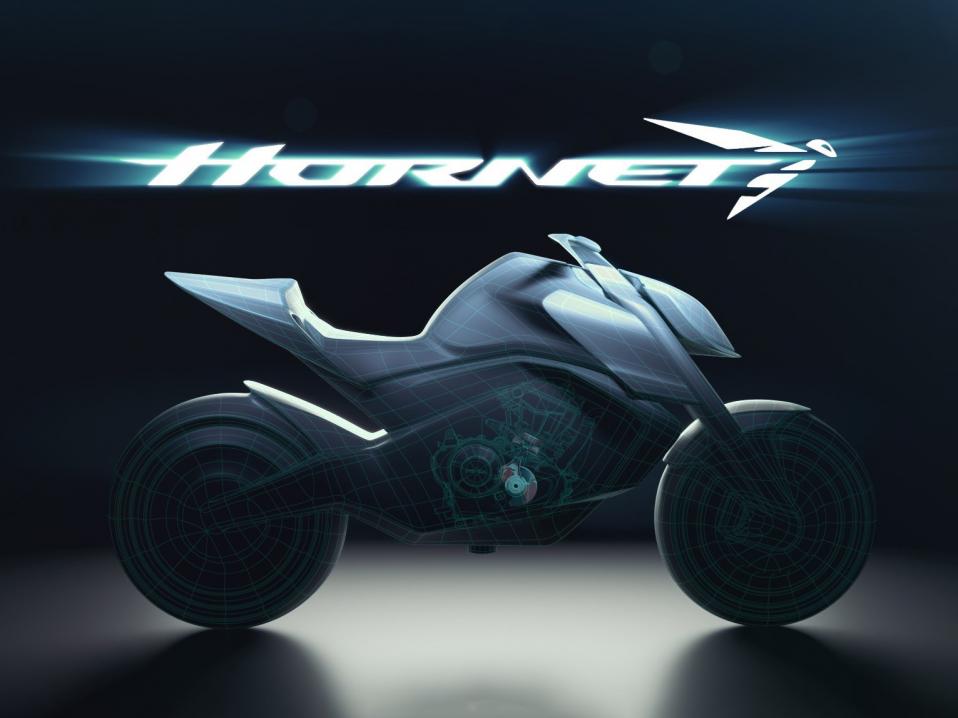Hondan tulevan Hornetin 3D-luonnos esiteltiin Milanon EICMA-messuilla 2021.