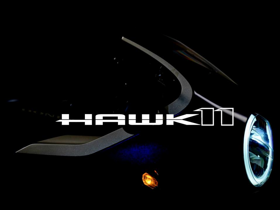 Honda Hawk 11 alias Hawkeye Elevenin tiiserikuva Hondan videolta.