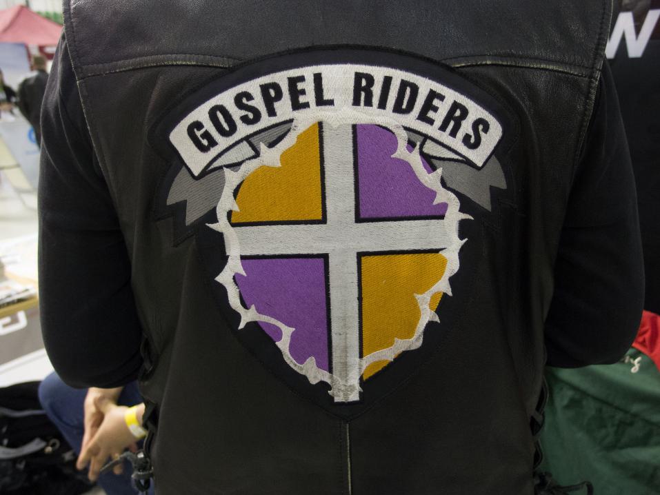 Gospel Riders nahkatakki. Kerhotunnnukseen on pukeutunut jossain yhteydessä jopa Päivi Räsänen.