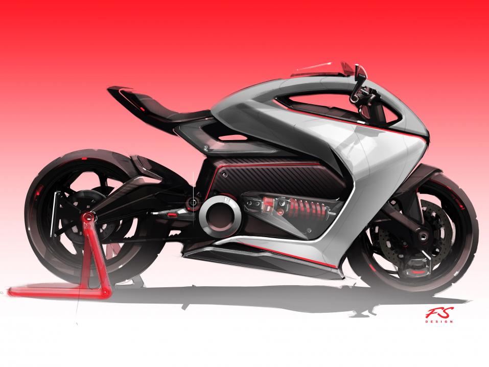 FSD 59 on tyylikäs ja futuristinen konsepti. Onko tässä nähtävissä muotoja BMW:n tulevaan sähkömoottoripyörään?