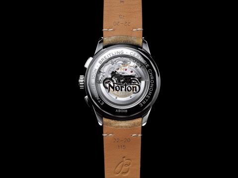 Caseback of the Premier B01 Chronograph 42 Norton Edition (PPR/Breitling)
