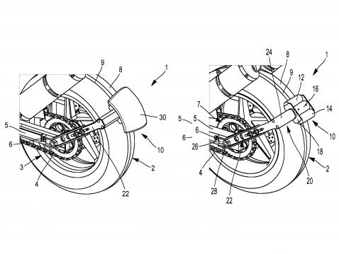 Michelinin patentti mooottorilla varustetusta takalokasuojasta.