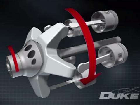 Duke Enginesin aksiaalimoottorin toimintaperiaate.