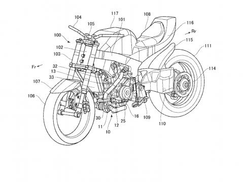 Turboahdettu Suzuki 600 cc Recursion, patenttipiirros.