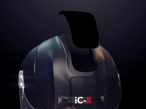 iC-R, Intelligent Cranium -kypärä latautuu myös aurinkokennon avulla. 