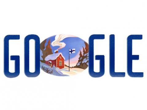 Hakukonejätti Googlen tunnus Suomen Itsenäisyyspäivänä.